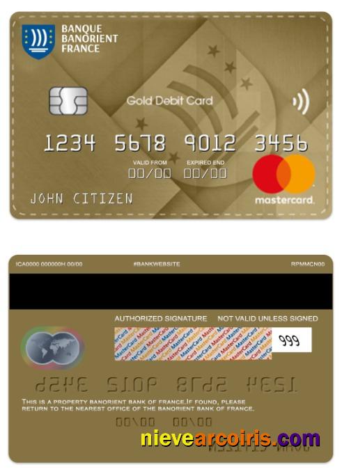 France Banorient Bank gold debit mastercard